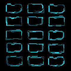 Set of empty futuristic frames for hud interface.Vector illustration.