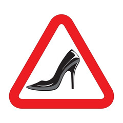 Woman in a car vector sign. Heeled shoe icon - 613441894