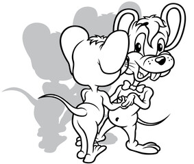 Drawing of a Two Dancing Amorous Mouses