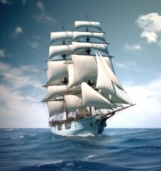 Sailing ship on a sea cruise. Yachting. Travel. Created with Generative AI technology.