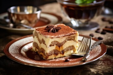 Premium tiramisu cake desert 
