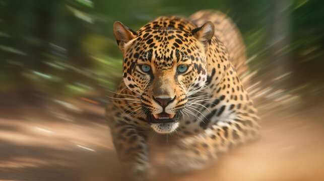 A jaguar hunting on his prey 3d render