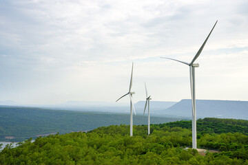Huge fields of wind turbines used to generate electricity are located in the mountains where the...