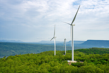 Huge fields of wind turbines used to generate electricity are located in the mountains where the...