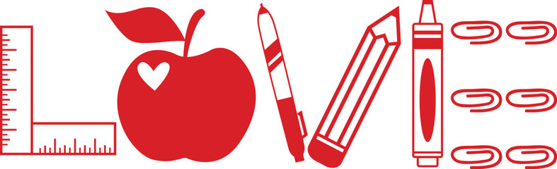 Teacher supplies  heart svg design graphic icon