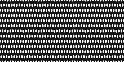 White dots, vector repeating grid. Vector simple pattern, for print and interior. Simple pattern, alternating shapes. Repeating grid, dots ovals on a black canvas.