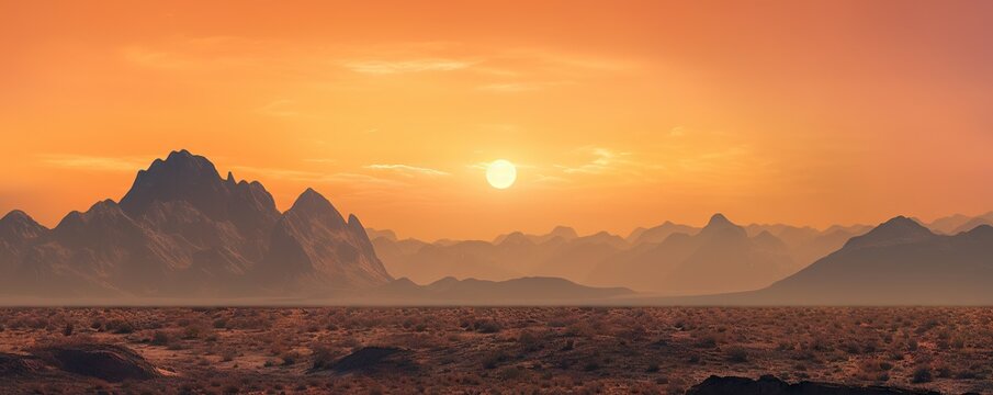 Serenity of the sands. Stunning desert landscape bathed in the glow of sunset in the warmth of summer