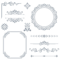 Vintage Set. Floral elements for design monograms, invitations, frames, menus and labels. Graphic design of the website, cafes, boutiques, hotels, wedding invitations.