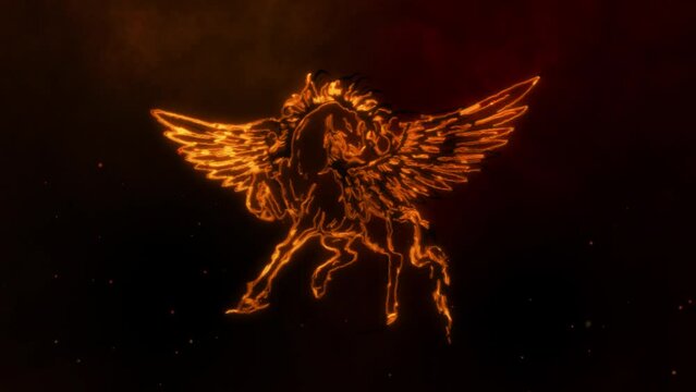 mythical pegasus in fire line