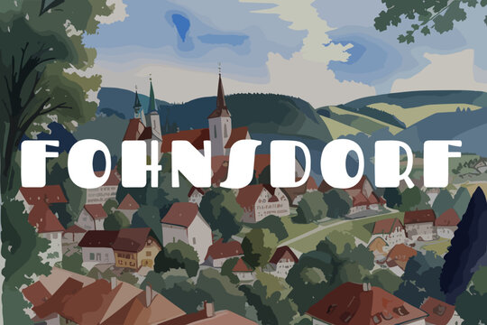 Fohnsdorf: Beautiful painting of an Austrian village with the name Fohnsdorf in Steiermark