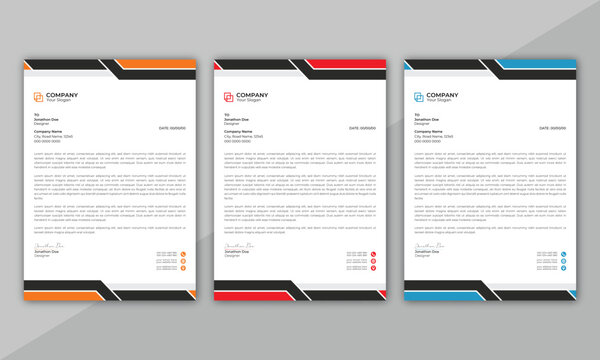 Abstract Corporate Business Style Letterhead Design Vector Template. Clean and professional corporate company
business letterhead template design with color variation bundle. Letterhead
