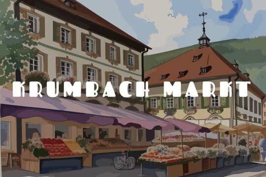 Krumbach Markt: Beautiful painting of an Austrian village with the name Krumbach Markt in Nieder&ouml;sterreich