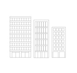 大中小のオフィスの建物の線画