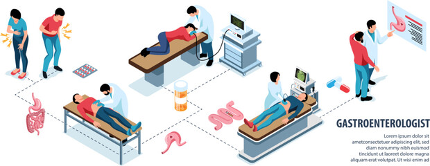 Gastroenterologist Isometric Infographic