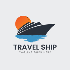 Travel ship logo design vector template