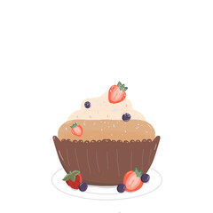 cupcake with cream and cherry