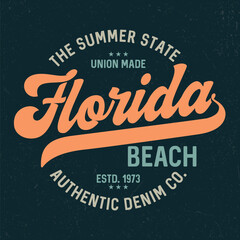 Florida Beach, The Summer State - Tee Design For Printing. Good For Poster, Wallpaper, T-Shirt, Gift.