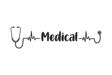 Stethoscope Heart Vector, Medical tools Vector, Stethoscope typography, Doctor, Nurse, Health, illustration, Clip Art, medical illustration, Typography