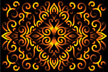 Limited edition luxurious design colourful rainbow flowers line art pattern of indonesian culture traditional  batik ethnic dayak for background wallpaper textile or fashion
