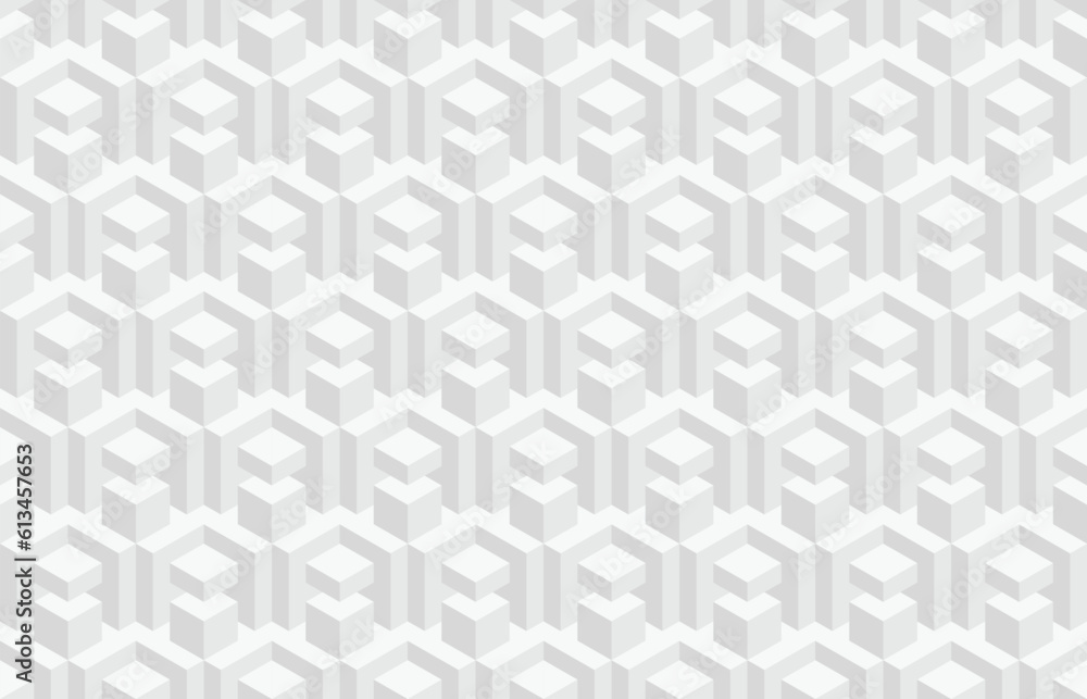 Wall mural abstract black and white 3d geometric seamless pattern. isometric hexagonal cubes optical illusion m