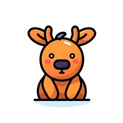 Portrait of Moose cute animal icon. Line style character avatar. Generative AI