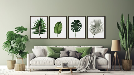 Photo of living room scene with greenery theme