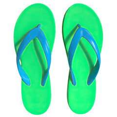 Green blue flipflops isolated png file