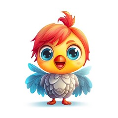 Portrait of Rooster cartoon animal. Cute style character avatar. Generative AI