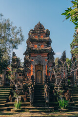 Photo of traditional balinese temple. Holy asian pura architecture, indonesia tourist attraction