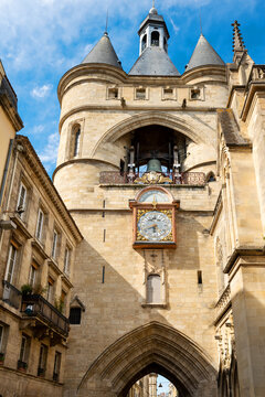 Oldest Belfry Grosse Cloche Hanging On A Gateway In Bordeaux, France. High quality photography