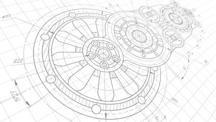 Engineering industrial background.Technical drawing .Technology banner.illustration .
