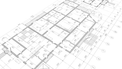 Architectural plan .House plan project .Engineering design .Industrial construction of houses . illustration .