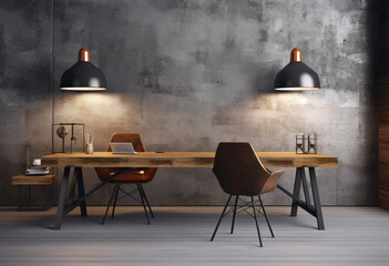 Office room in vintage style with Generative AI