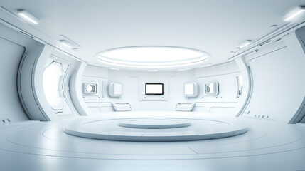 Obraz premium Modern futuristic Office Space. Created with Generative AI technology