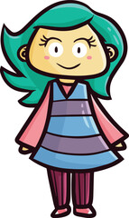 Cute woman with tosca hair wearing fashionable dress