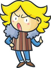 Funny yellow hair male with fashionable wardrobe cartoon illustration