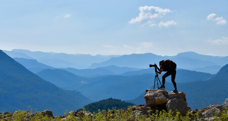 Young Woman Photographing Wonderful Nature Scenery