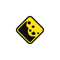 Risk of landslide caution warning symbol design vector