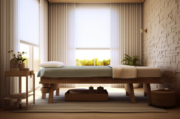 Spa room in earth tone style with Generative AI