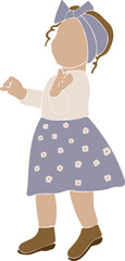 Abstract girl silhouette vector, Kids portrait, Child collection vector illustration, Kids clipart