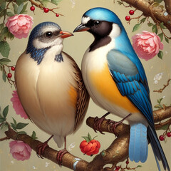 birds on the tree Generative AI