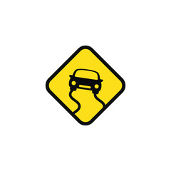 Slippery road caution warning symbol design vector