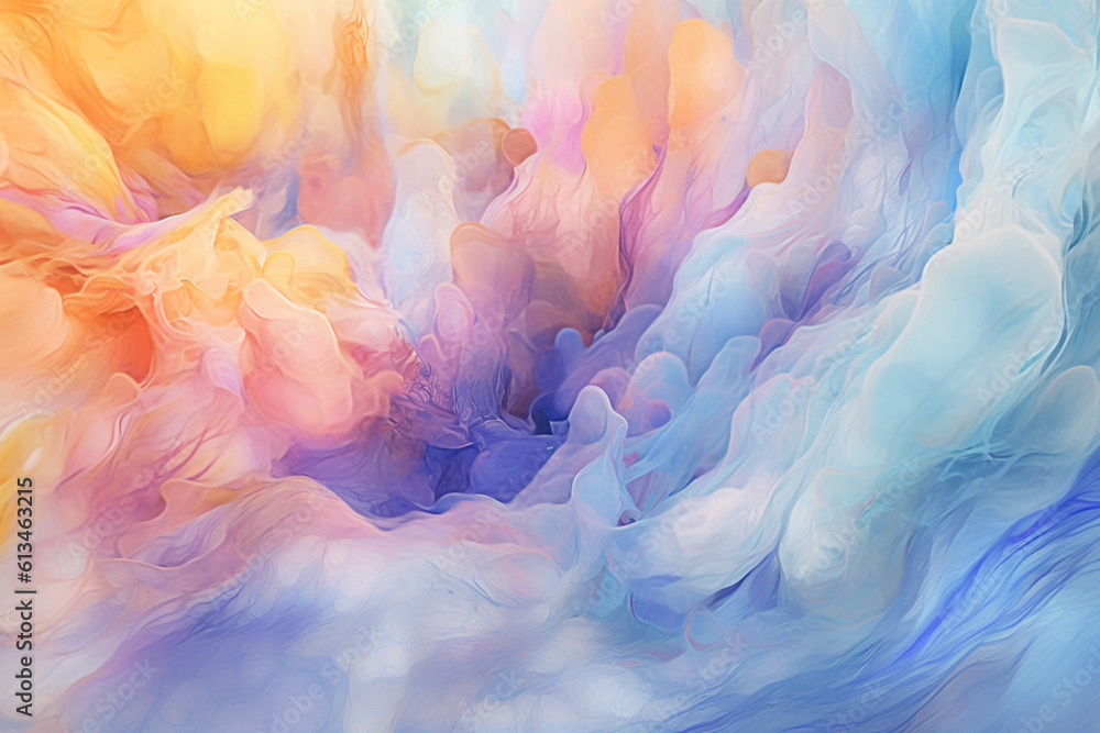 Aufkleber An abstract artwork featuring watercolor strokes and blends, creating a harmonious and fluid composition reminiscent of the movement of water. Generative AI technology.