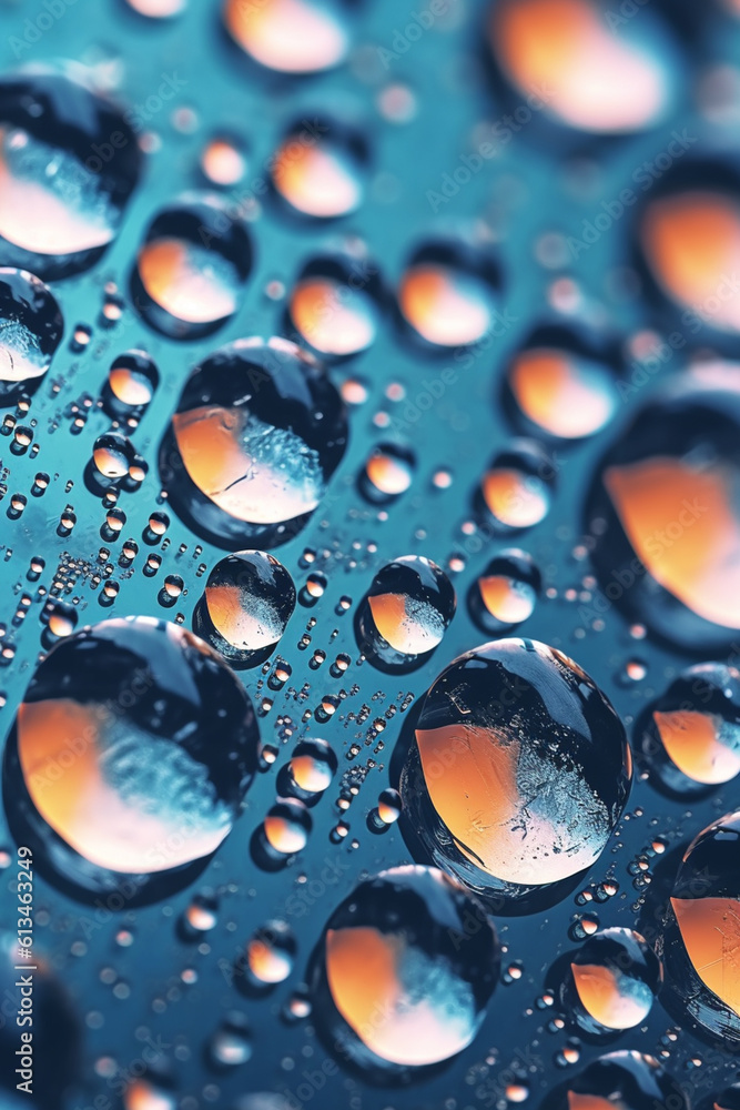 Aufkleber A close-up image of water droplets on a glass surface, creating a mesmerizing and abstract pattern. Generative AI technology.