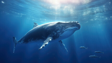 Naklejka premium Whale in the sea underwater