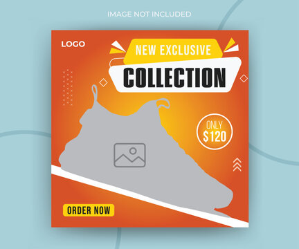 New exclusive collection fashion sale shoes online post promotion layout web banner template - Powered by Adobe