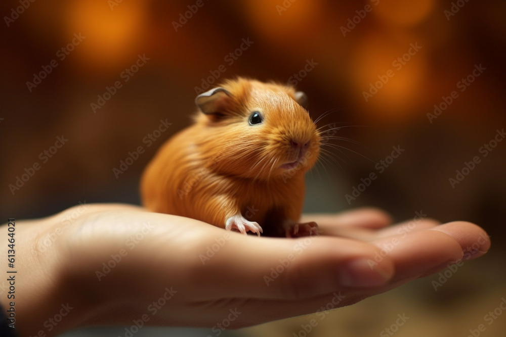 Poster a friendly guinea pig being held and petted by a child, highlighting the popularity of these small r