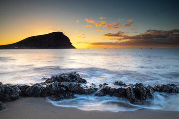 Morgendämmerung am Strand Playa de la Tejita, Teneriffa