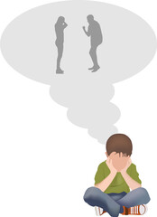 child sitting in solitude away from parents-