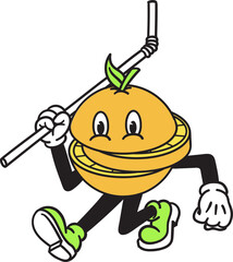 Hand drawn vector illustration of Fruits Retro Cartoon Art Style | Logo, Icon, Visual Identity, Asset